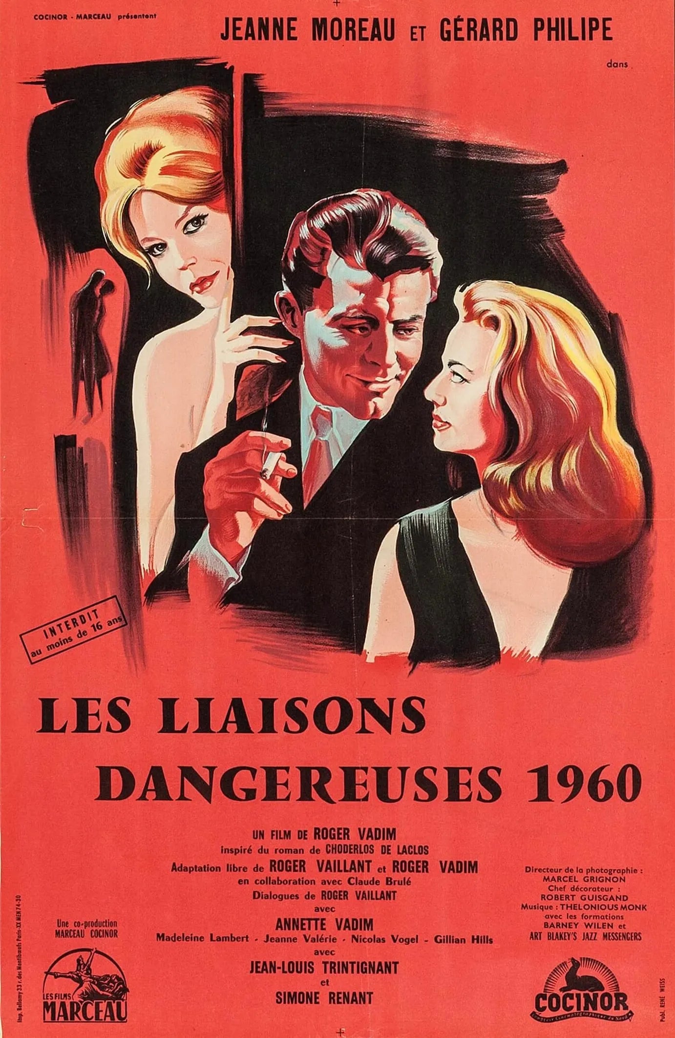 Les Liaisons Dangeureuses, Jeanne Moreau, 1959, – Affiche Vintage Cinéma Rétro
