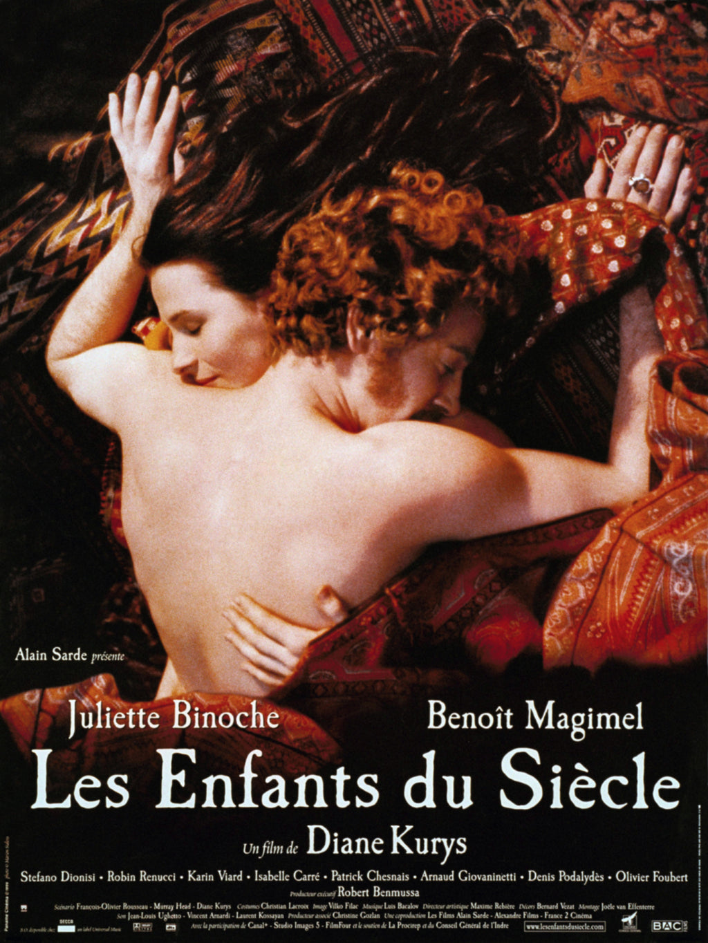 Affiche du film Les Enfants du Siècle de Diane Kurys (1999). Drame romantique avec Juliette Binoche et Benoît Magimel. Reproduction HQ – Poster Hub Studio.