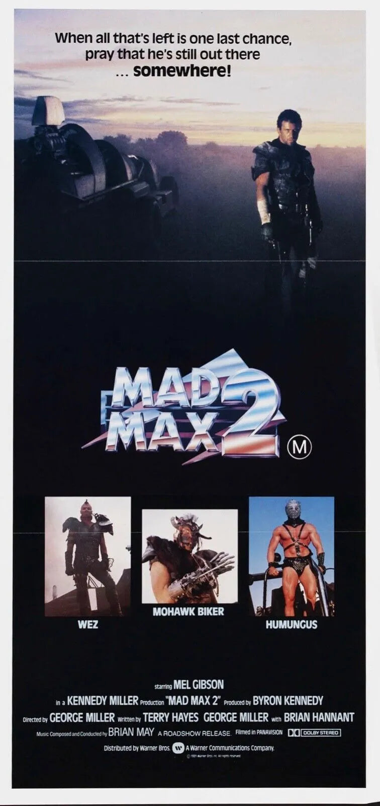 MAD MAX 2, MEL GIBSON, 1985, REPRO AFFICHE CINEMA VINTAGE, HQ