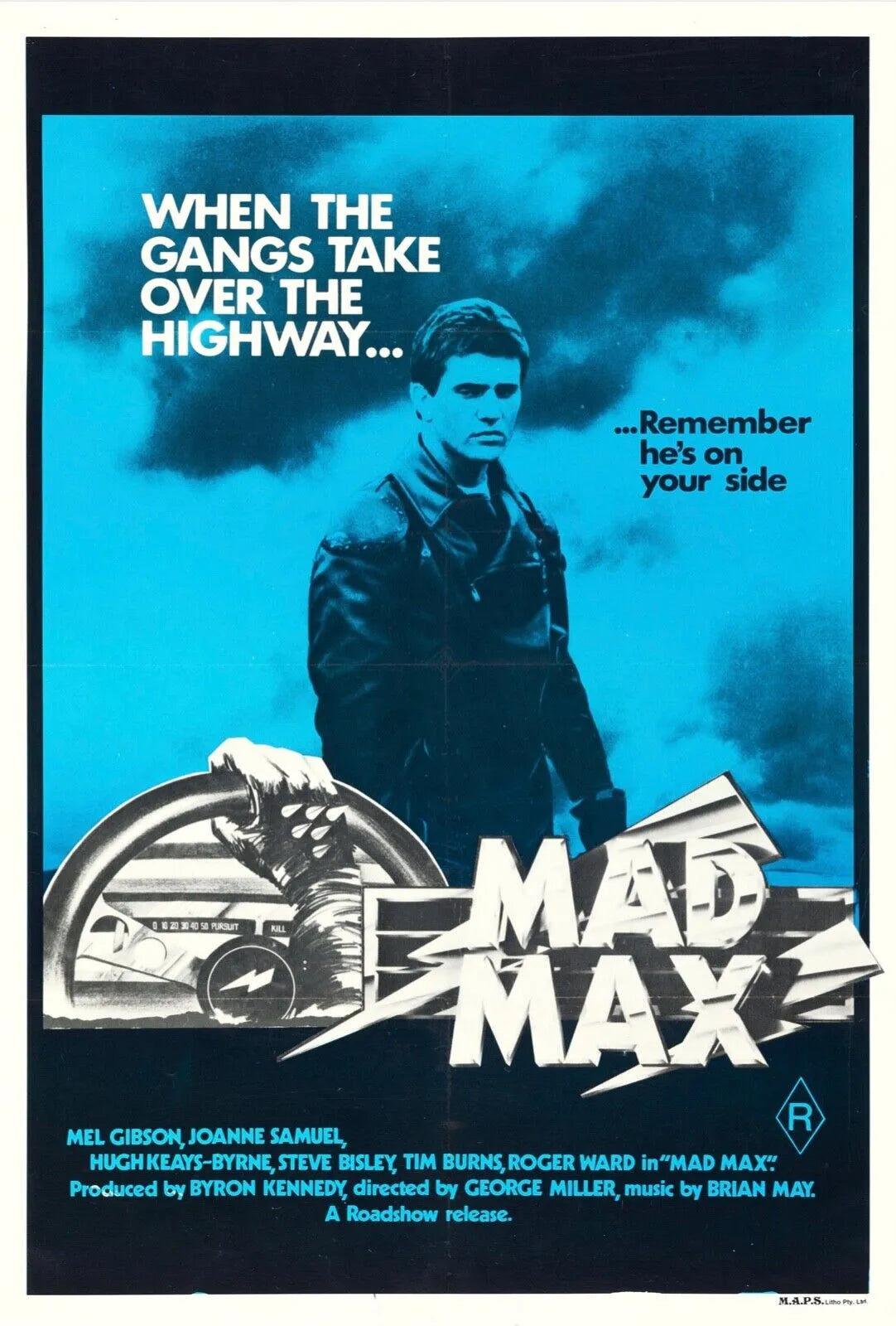 MAD MAX, MEL GIBSON, 1979, REPRO AFFICHE DE CINEMA VINTAGE HQ