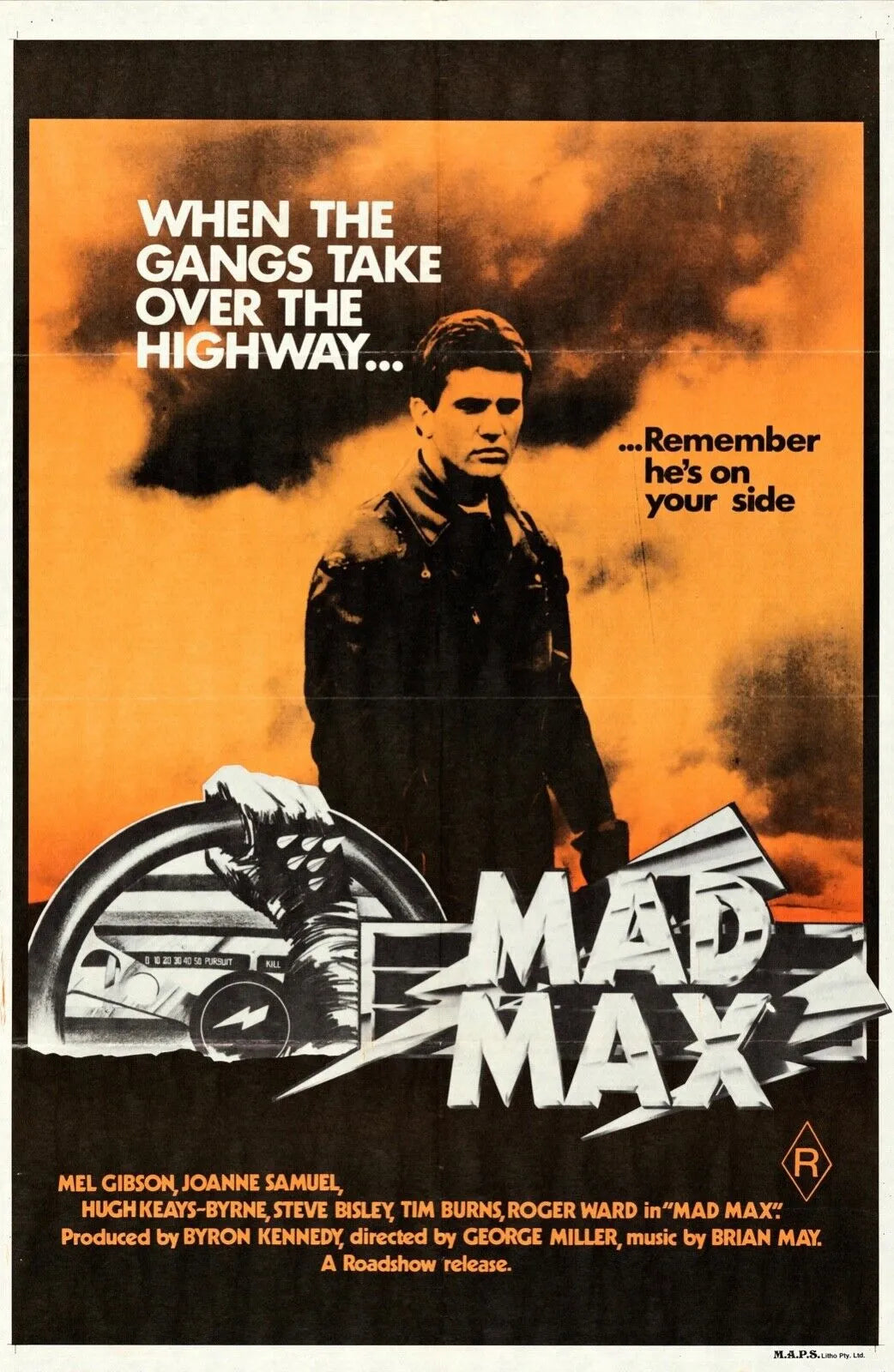 MAD MAX, MEL GIBSON, 1979, REPRO AFFICHE DE CINEMA VINTAGE HQ