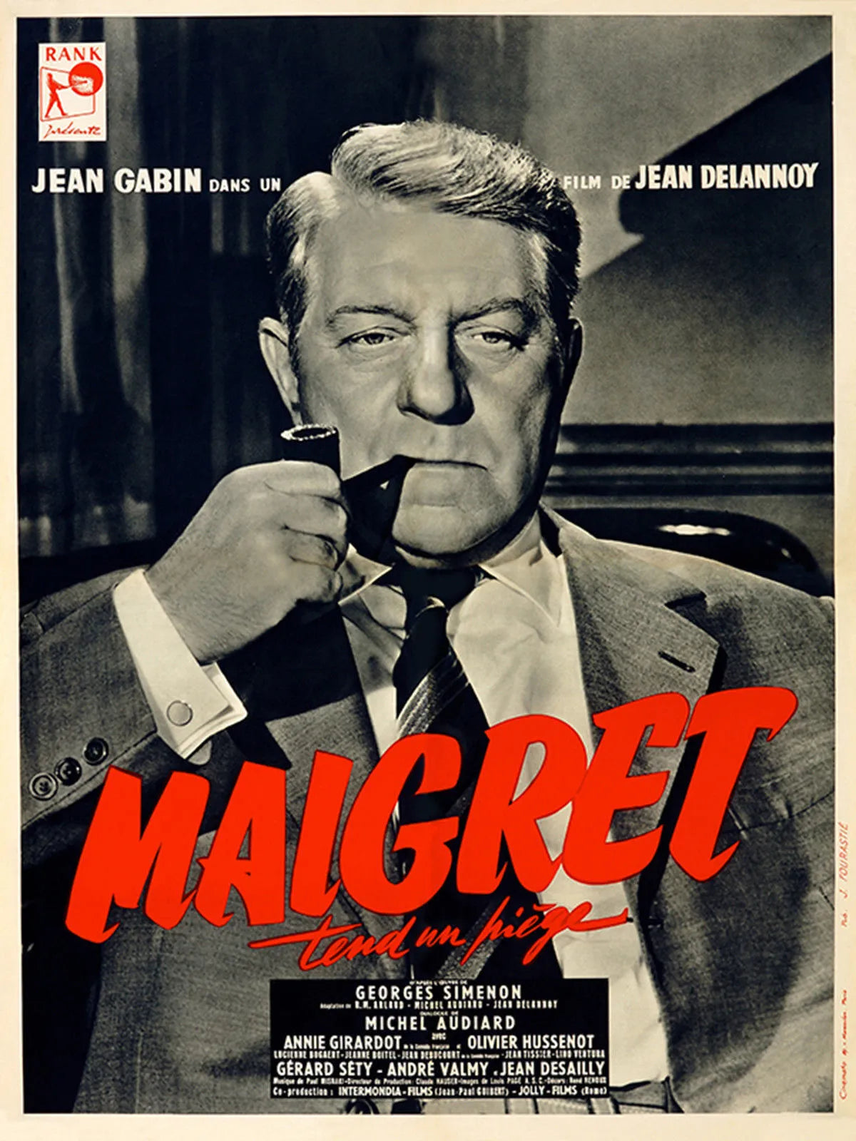 MAIGRET TEND UN PIEGE, JEAN GABIN, 1958, Repro affiche cinema vintage, HQ