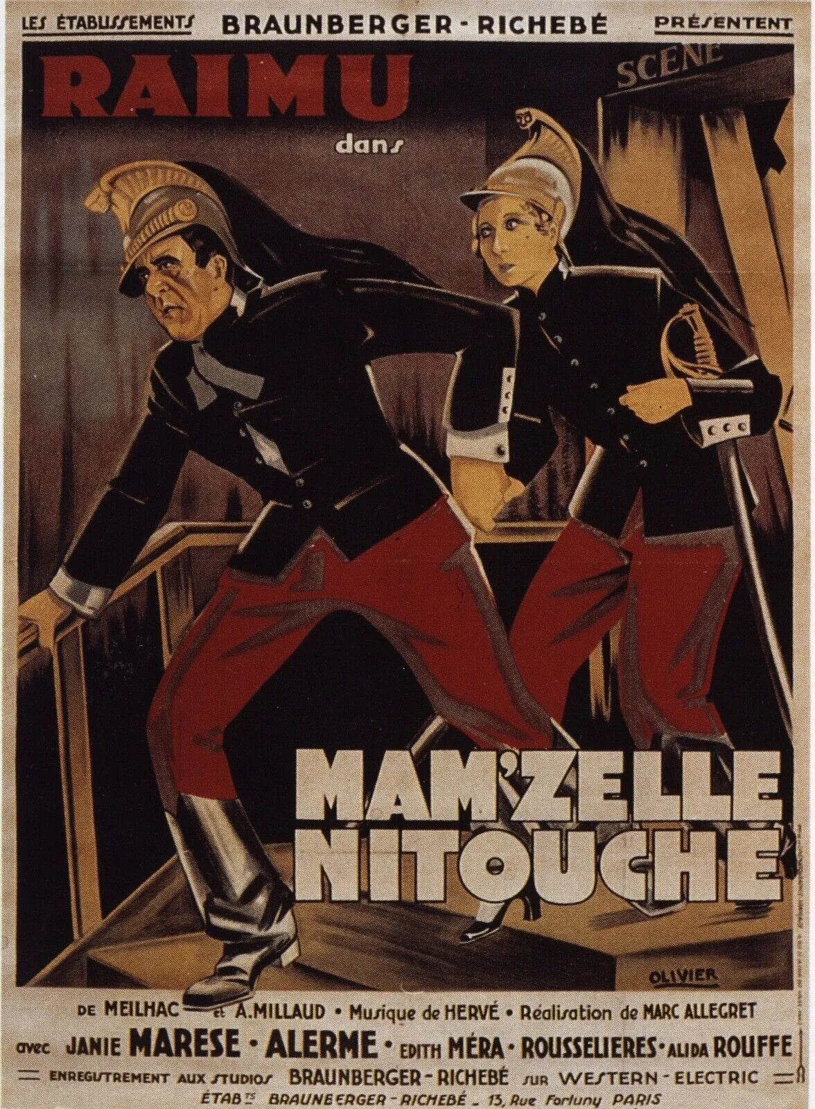 MAM'ZELLE NITOUCHE, RAIMU, 1931, repro affiche cinéma VINTAGE, HQ