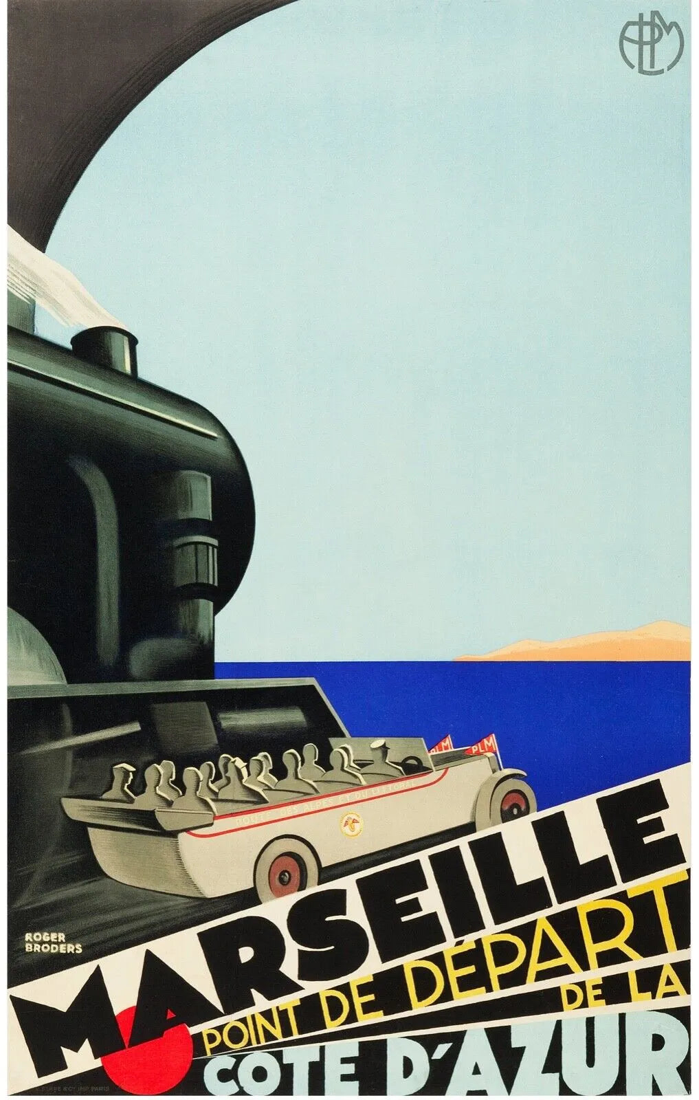 MARSEILLE, ROGER BRODERS, ENVIRON 1920–1930, REPRO AFFICHE VOYAGE, VINTAGE, HQ