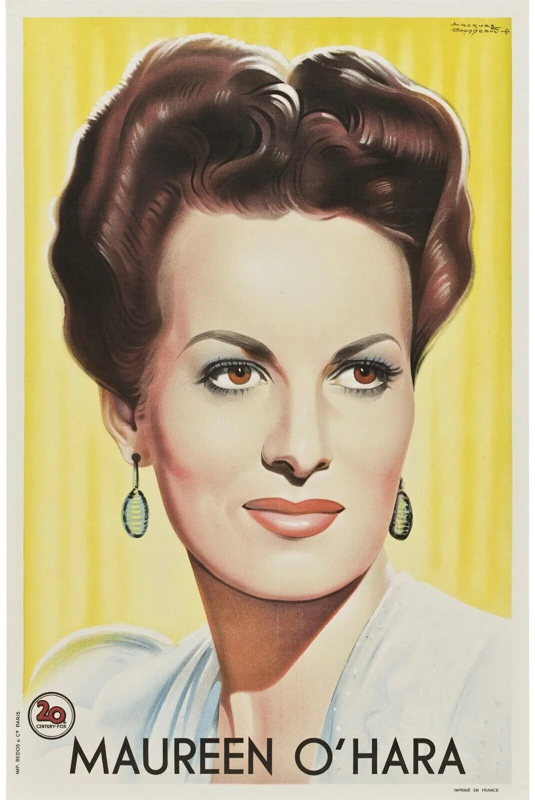 MAUREEN O'HARA, PORTRAIT, REPRO AFFICHE CINEMA VINTAGE HQ