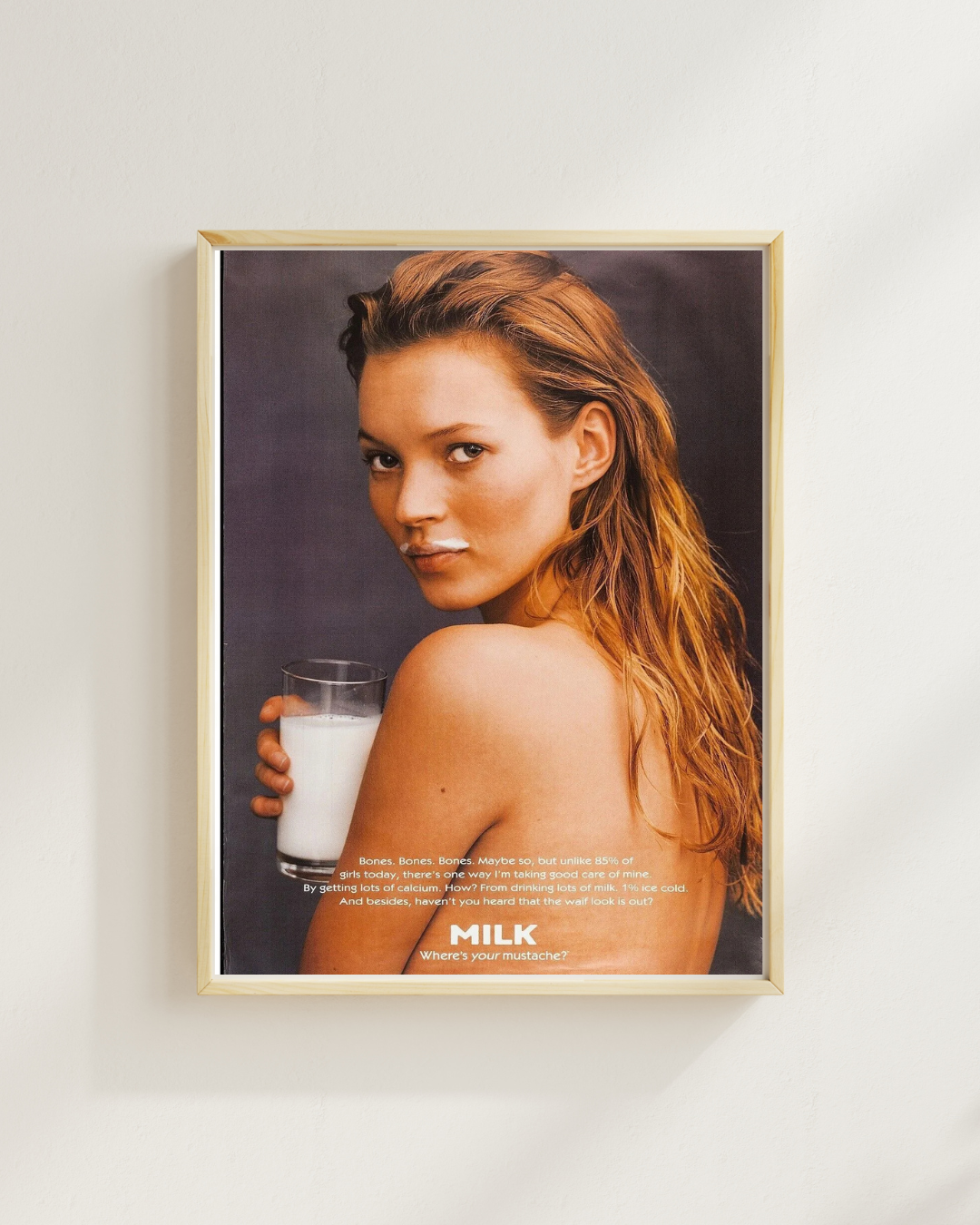 MILK, KATE MOSS, "GOT MILK", 1996, VINTAGE advertising poster repro, HQ