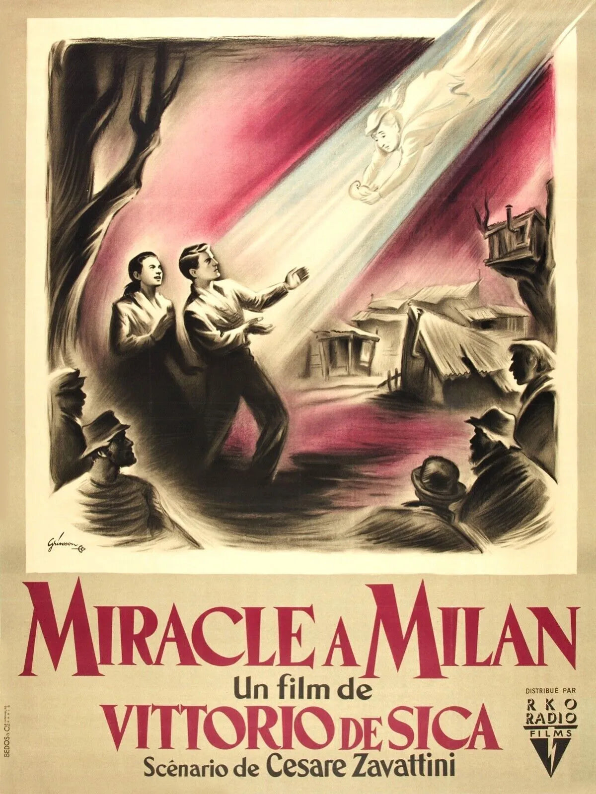 MIRACLE A MILAN, VITTORIO DE SICA, 1951, REPRO AFFICHE CINEMA VINTAGE, HQ