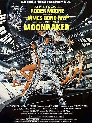 MOONRAKER, ROGER MOORE, JAMES BOND 007, 1979, REPRO AFFICHE CINEMA, HQ