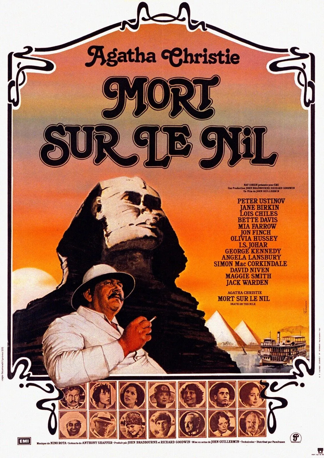 MORT SUR LE NIL, PETER USTINOV, 1978, Repro affiche de cinema, VINTAGE, HQ