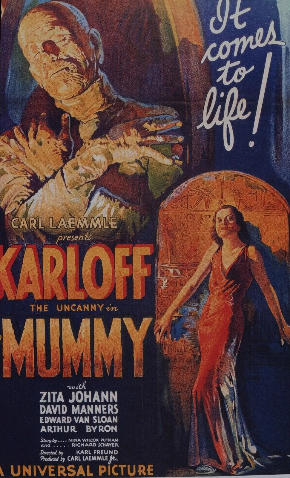 MUMMY, BORIS KARLOFF, 1932, Repro affiche cinéma VINTAGE, HQ