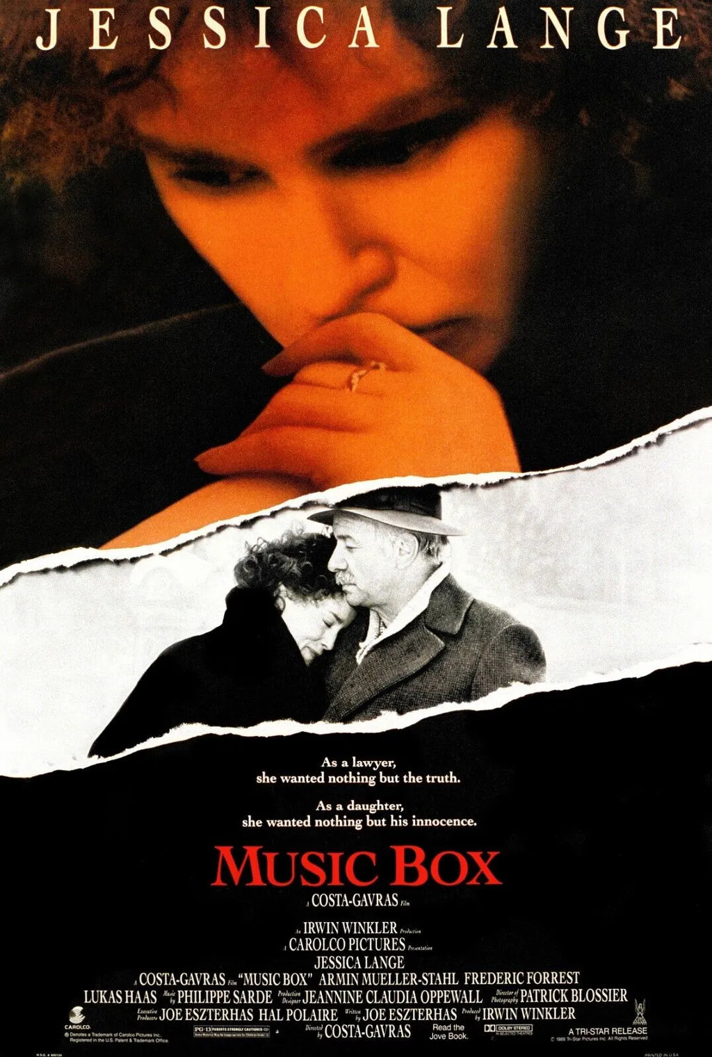 MUSIC BOX, JESSICA LANGE, 1989 repro affiche de cinema, VINTAGE, HQ