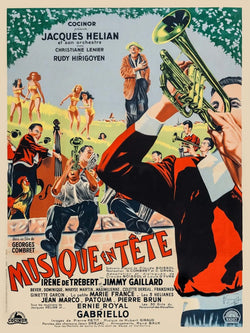 MUSIQUE EN TÊTE, JACQUES HELIAN, 1951, REPRO AFFICHE CINEMA VINTAGE, HQ