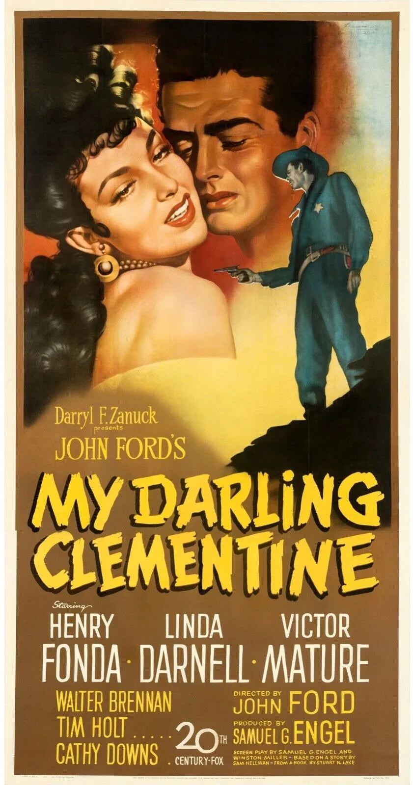MY DARLING CLEMENTINE, HENRY FONDA, 1946, REPRO AFFICHE DE CINEMA VINTAGE, HQ