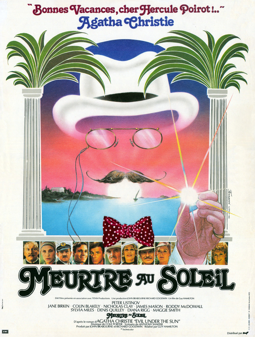 affiche film meurtre au soleil 1982 agatha christie hercule poirot peter ustinov affiche cinema policiere