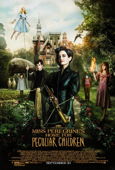 Affiche du film Miss Peregrine et les enfants particuliers (2016) de Tim Burton avec Eva Green. Univers fantastique. Reproduction HQ Poster Hub