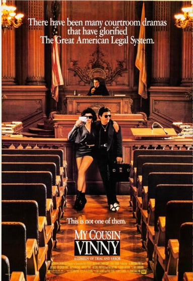 Affiche culte My Cousin Vinny (1992) avec Joe Pesci. Comédie judiciaire incontournable – reproduction haute qualité.