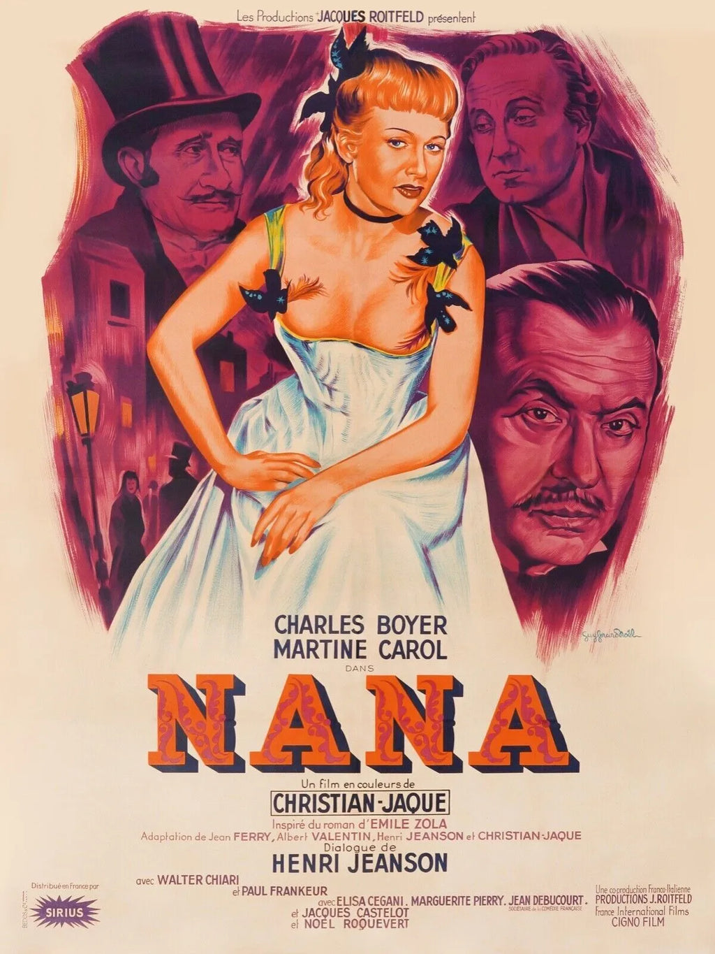 NANA, CHARLES BOYER, 1955, REPRO AFFICHE CINEMA VINTAGE, HQ