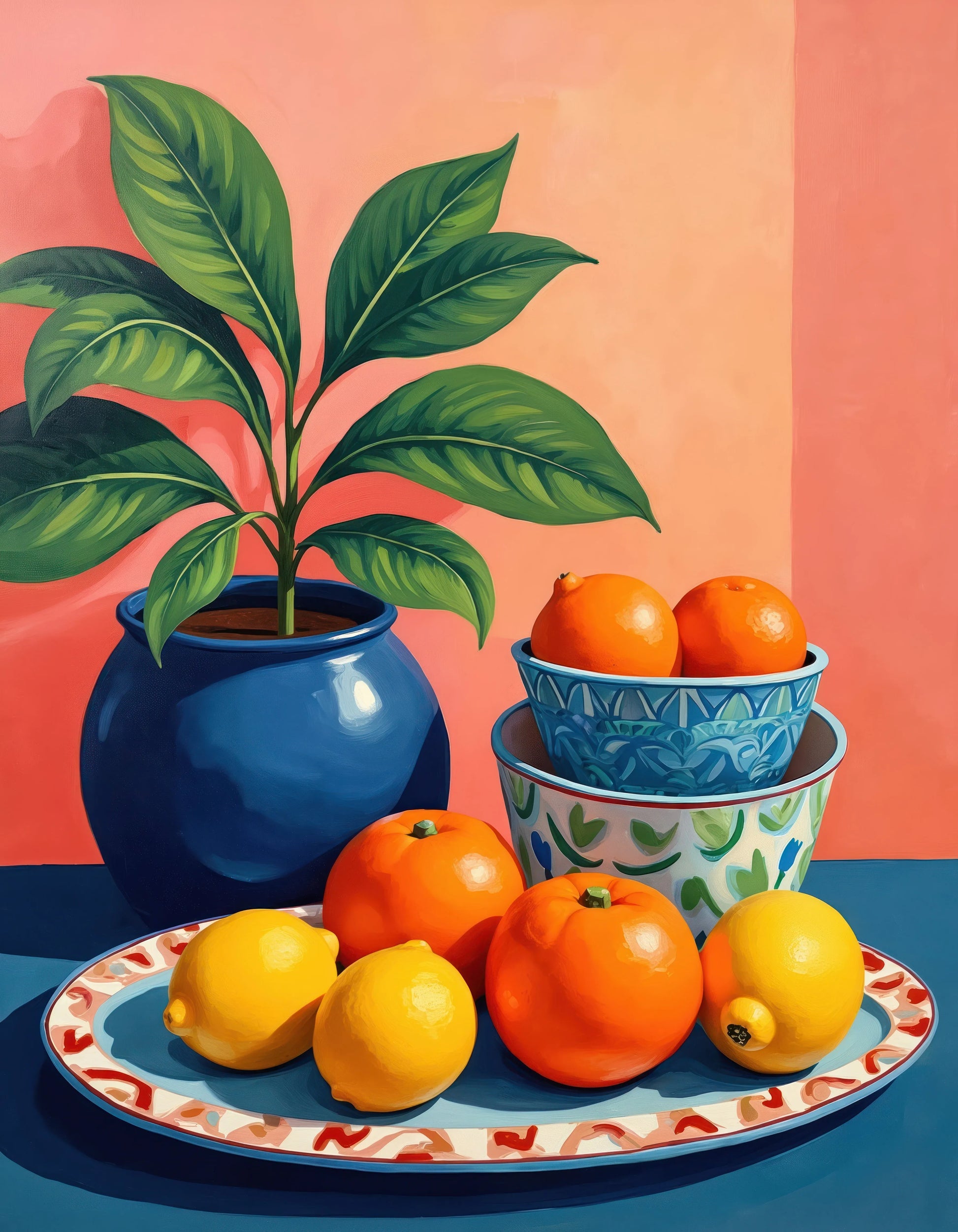 NATURE MORTE FRUITS (ORANGES ET CITRONS) - REPRO AFFICHE PUBLICITAIRE, VINTAGE, HQ