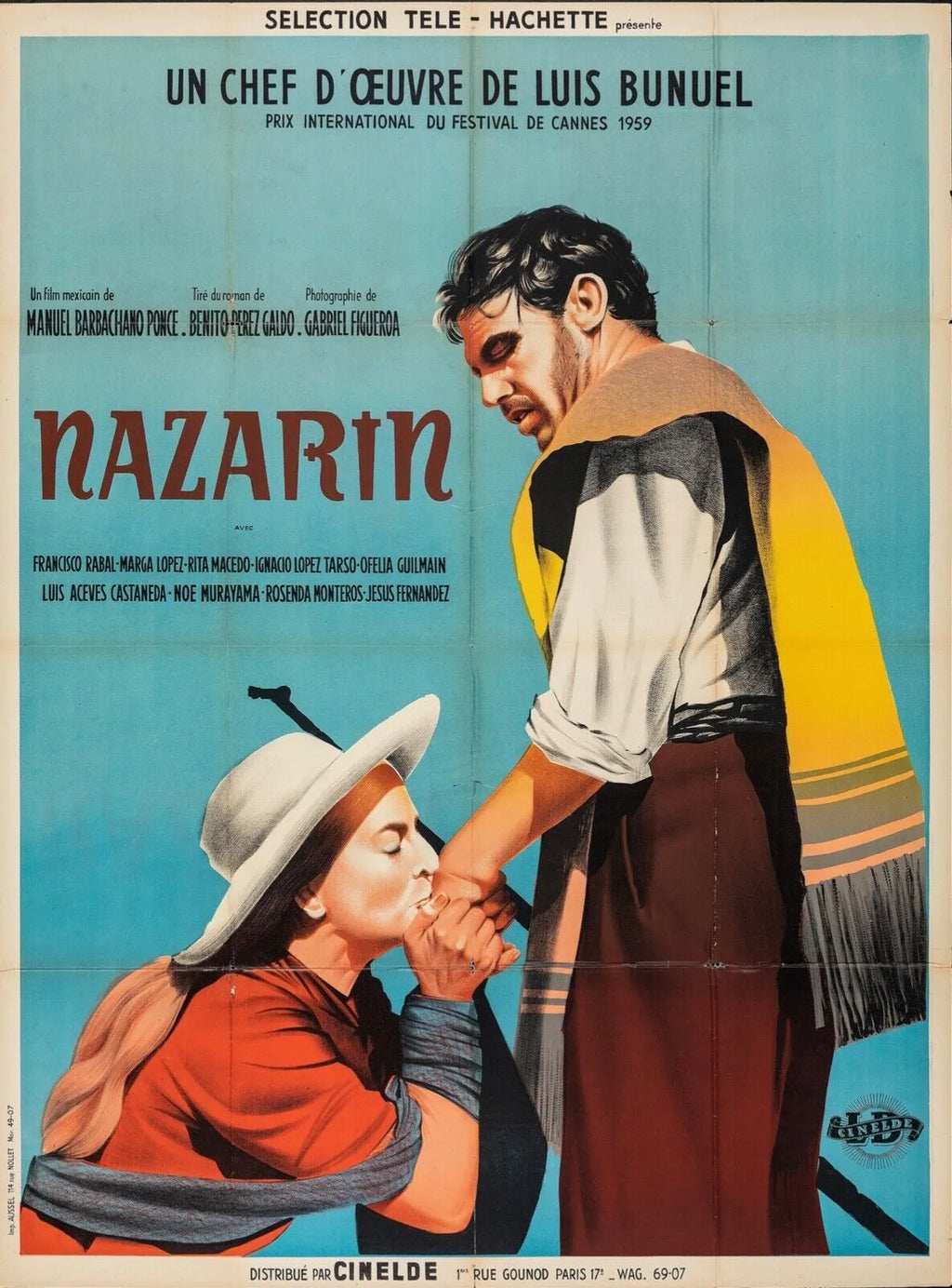 NAZARIN, LUIS BUNUEL, FRANCISCO RABAL, 1959, REPRO AFFICHE CINEMA VINTAGE, HQ
