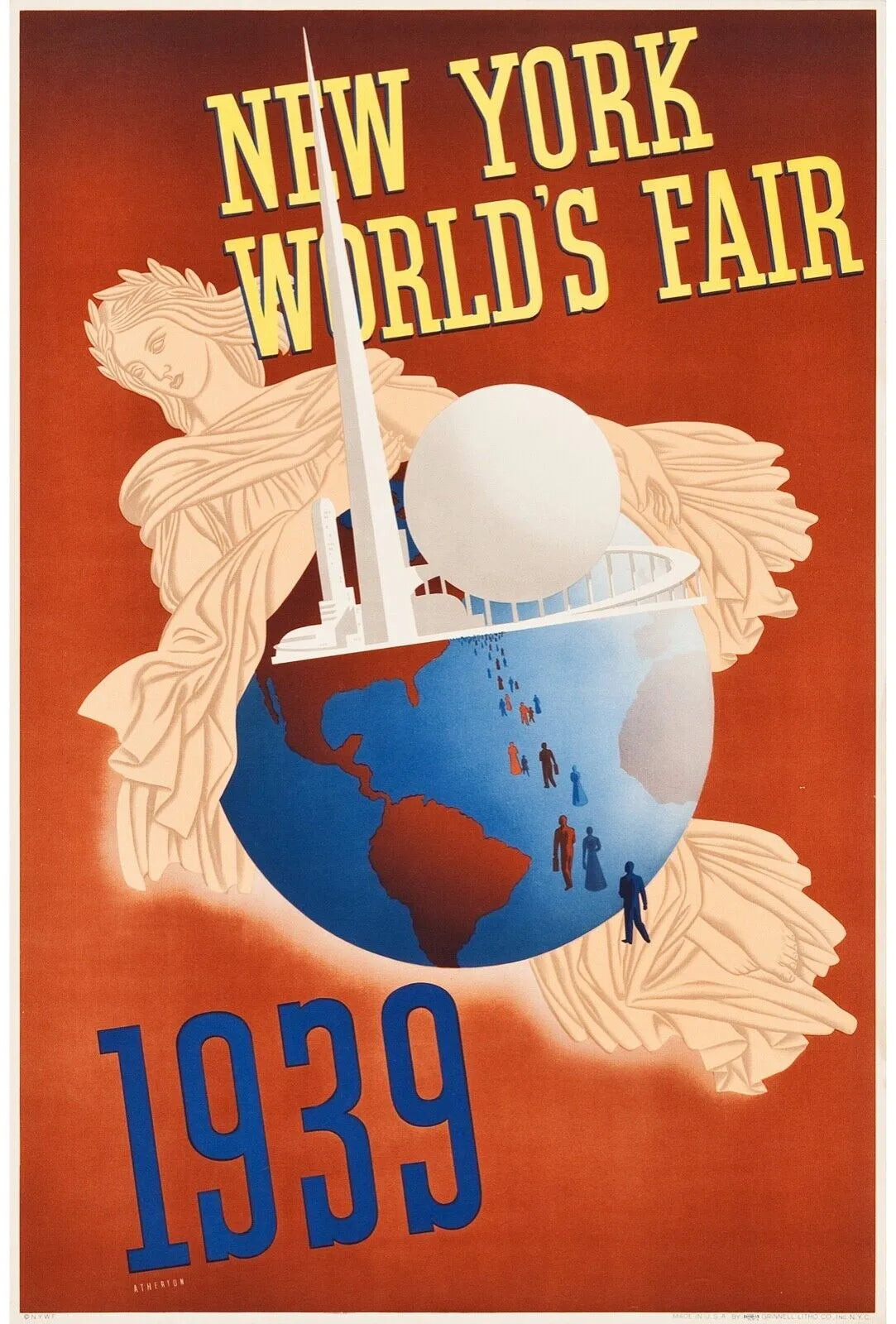 NEW YORK WORLD’S FAIR, 1939 ET 1964, REPRO AFFICHE VINTAGE FOIRE MONDIALE, HQ