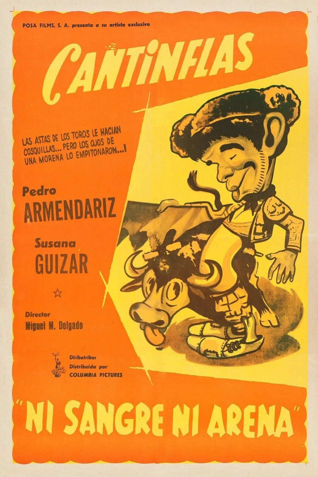 NI SANGRE NI ARENA, CANTINFLAS, 1941, REPRO AFFICHE CINEMA VINTAGE, HQ