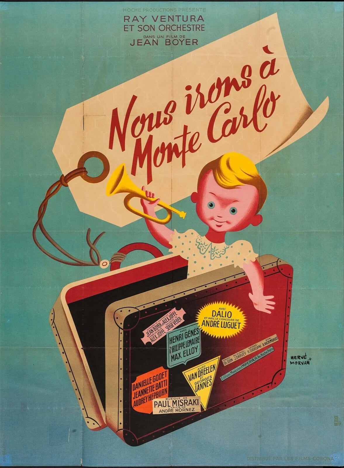 NOUS IRONS À MONTE CARLO, RAY VENTURA - REPRO MOVIE POSTER, VINTAGE, HQ.