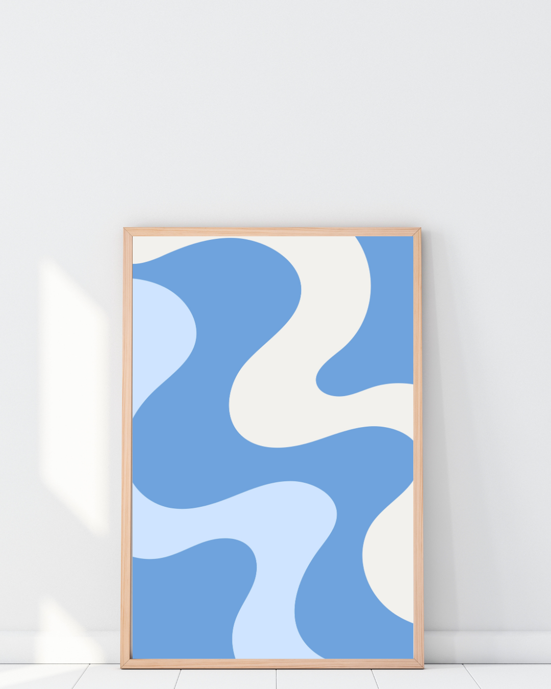 AFFICHE ABSTRAITE BLEUE FORMES ORGANIQUES MINIMALISTES POSTER HUB STUDIO RÉTRO, HQ