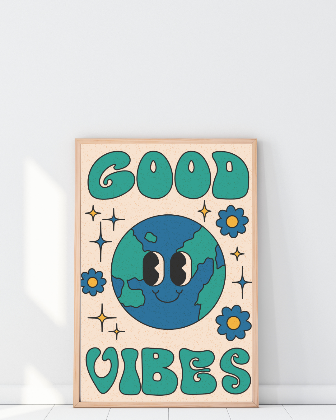 “GOOD VIBES” PLANÈTE SOURIRE RÉTRO POSTER HUB STUDIO RÉTRO, HQ