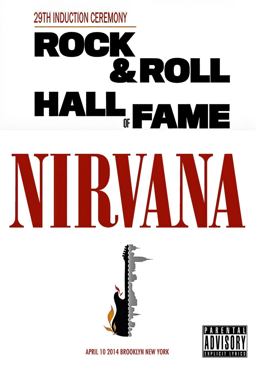 AFFICHE NIRVANA – ROCK & ROLL HALL OF FAME, 29ÈME CÉRÉMONIE D'INTRONISATION, BROOKLYN, 10 AVRIL 2014, REPRODUCTION VINTAGE HQ