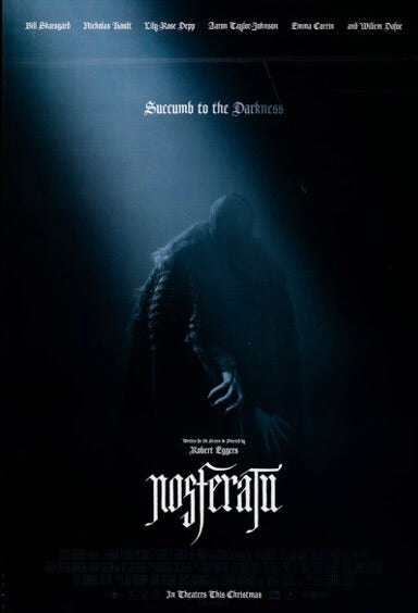 Affiche du film Nosferatu (2024) avec Bill Skarsgård. Film d’horreur gothique sombre et visuel. Reproduction HQ – Poster Hub Studio.