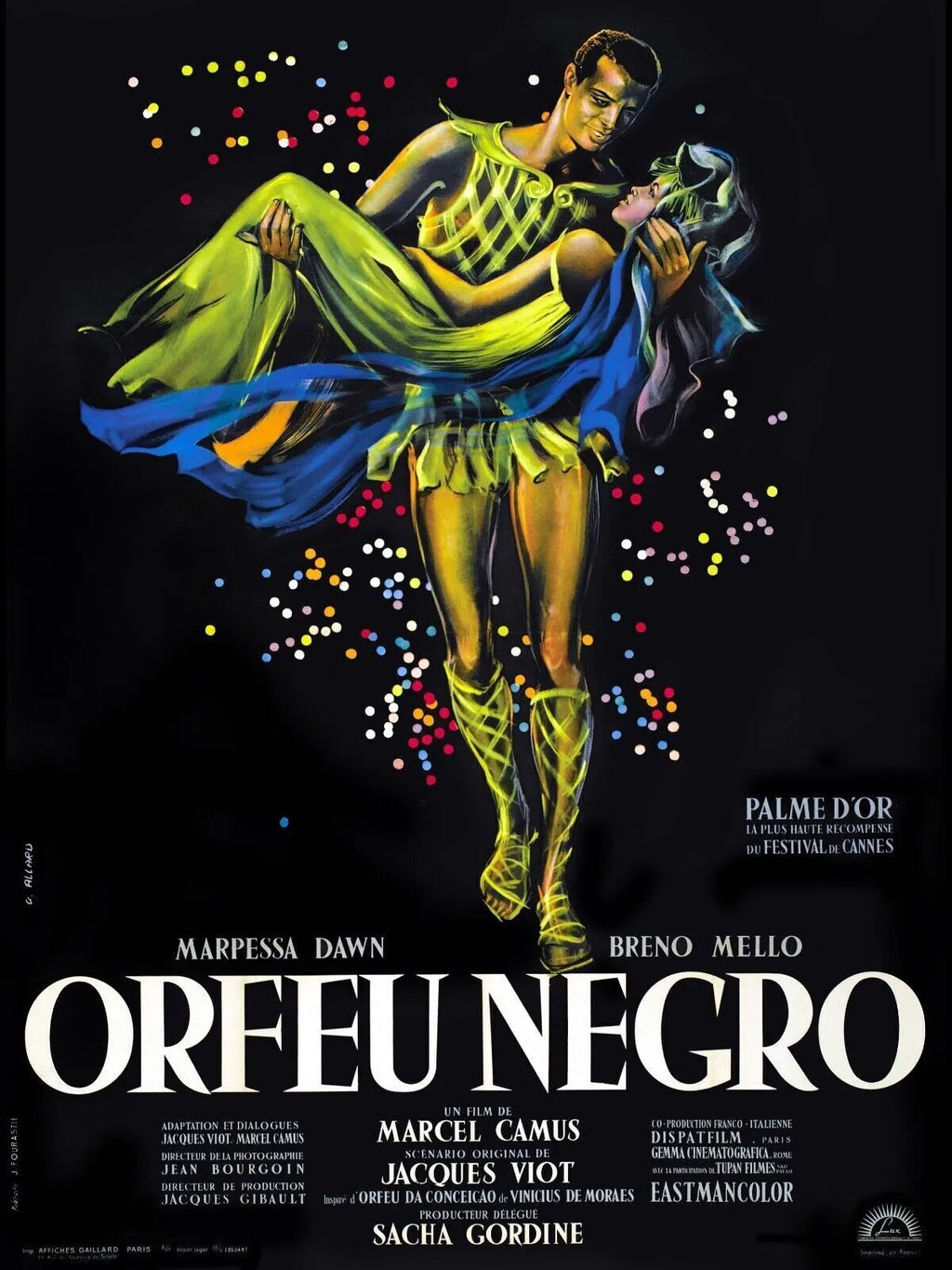 ORFEU NEGRO, BRENO MELLO, 1959, Repro Affiche Cinema VINTAGE, HQ