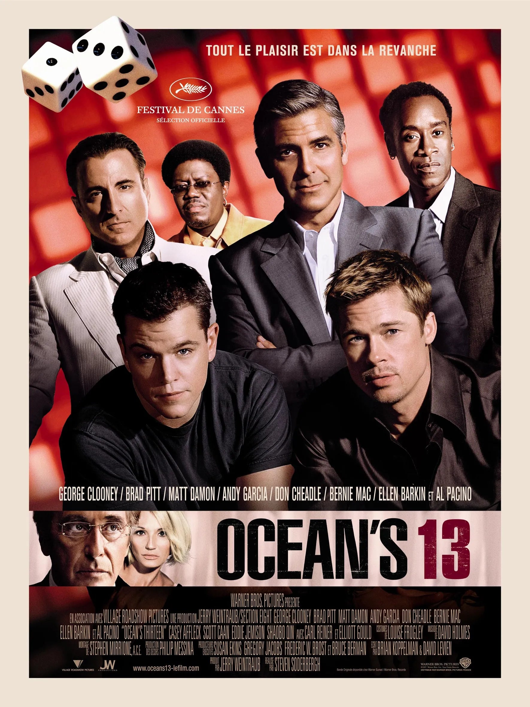 Océan’S 13, George Clooney, Brad Pitt, 2007,– Affiche Vintage Cinéma Rétro | Poster Hub Studio