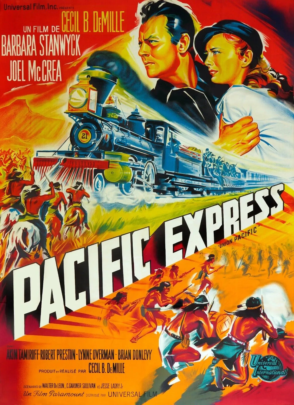 PACIFIC EXPRESS, CECIL B.de MILLE, 1939, Repro affiche cinéma VINTAGE, HQ.