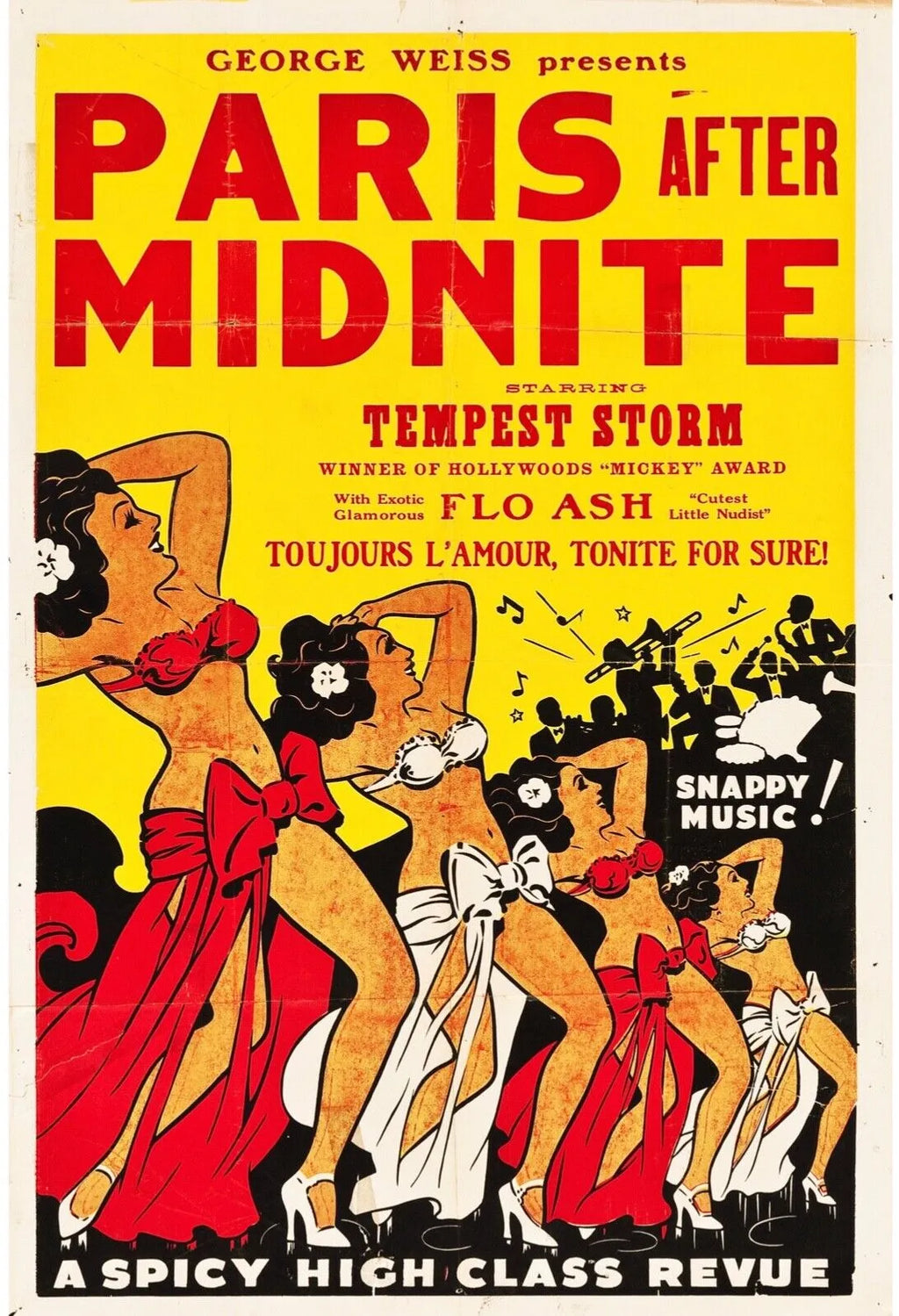 PARIS AFTER MIDNITE, REPRO AFFICHE MUSIQUE VINTAGE, HQ