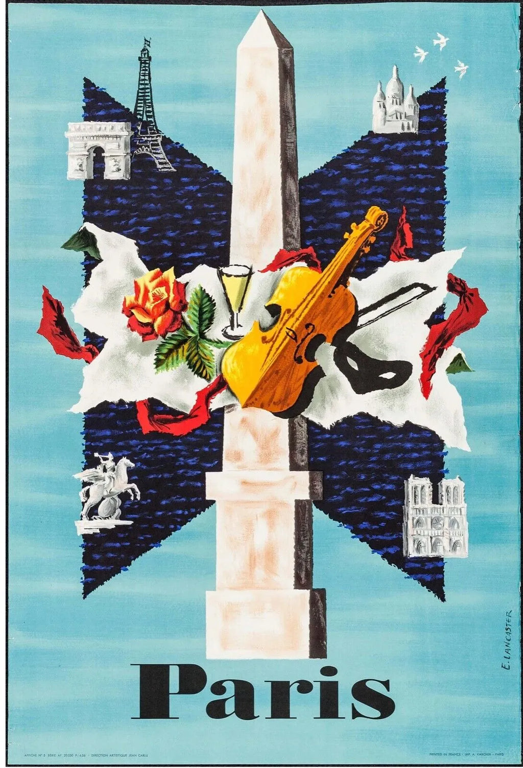 PARIS, LES MONUMENTS - REPRO AFFICHE VOYAGE TOURISME VINTAGE, HQ