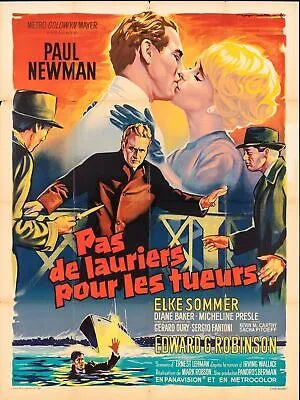 PAS DE LAURIERS POUR LES TUEURS, PAUL NEWMAN, REPRO AFFICHE CINEMA VINTAGE, HQ
