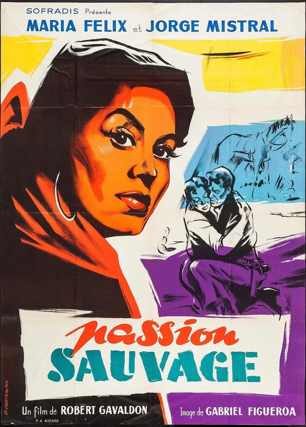 PASSION SAUVAGE, MARIA FELIX, 1950, REPRO AFFICHE DE CINEMA VINTAGE, HQ