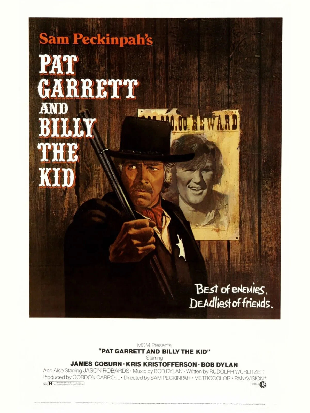 PAT GARRETT AND THE BILLY THE KID, JAMES COBURN, 1973, REPRO AFFICHE CINÉMA VINTAGE, HQ
