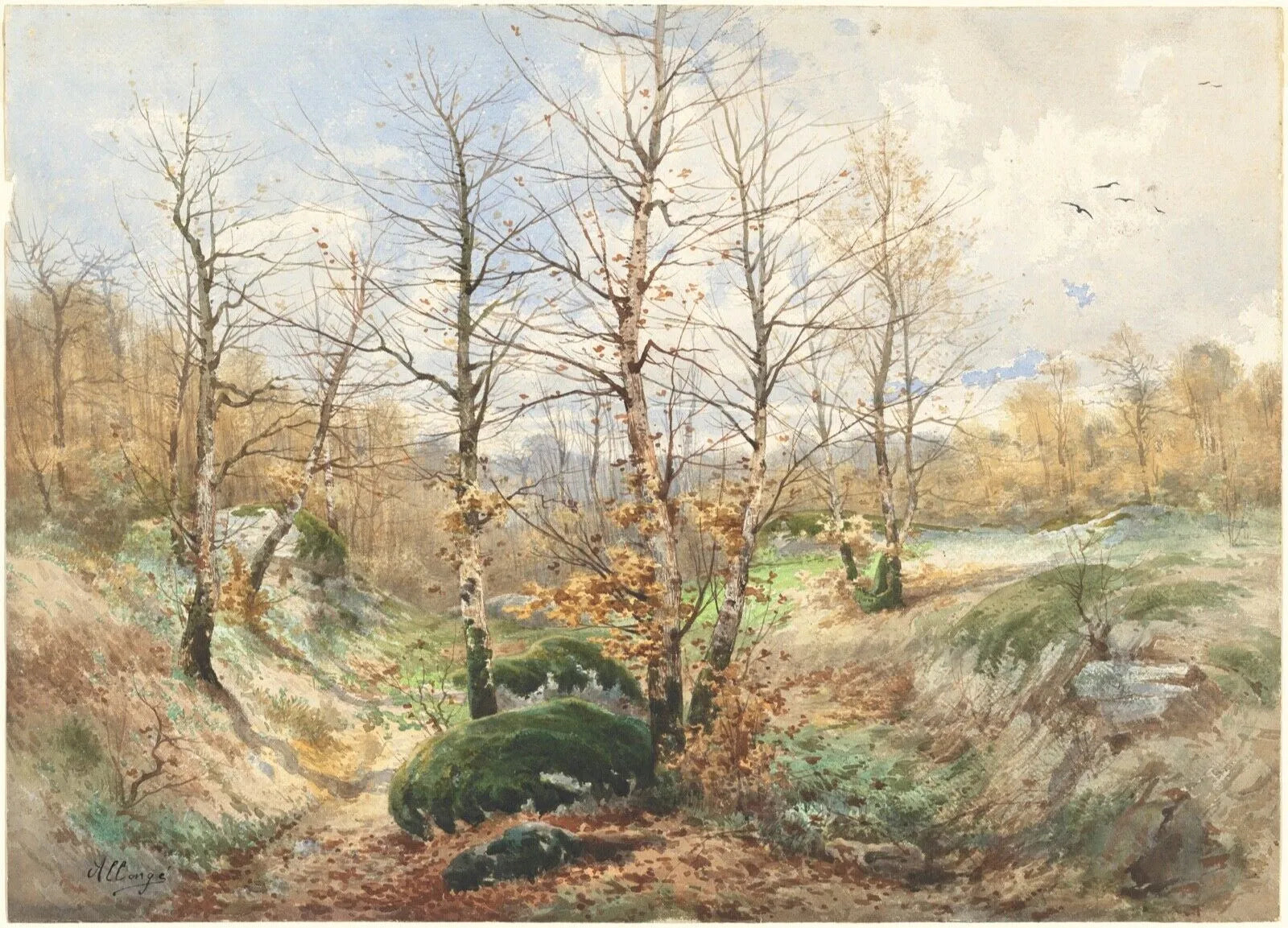 PAYSAGE D'AUTOMNE FONTAINEBLEAU, AUGUSTE ALLONGÉ, Repro peinture, HQ