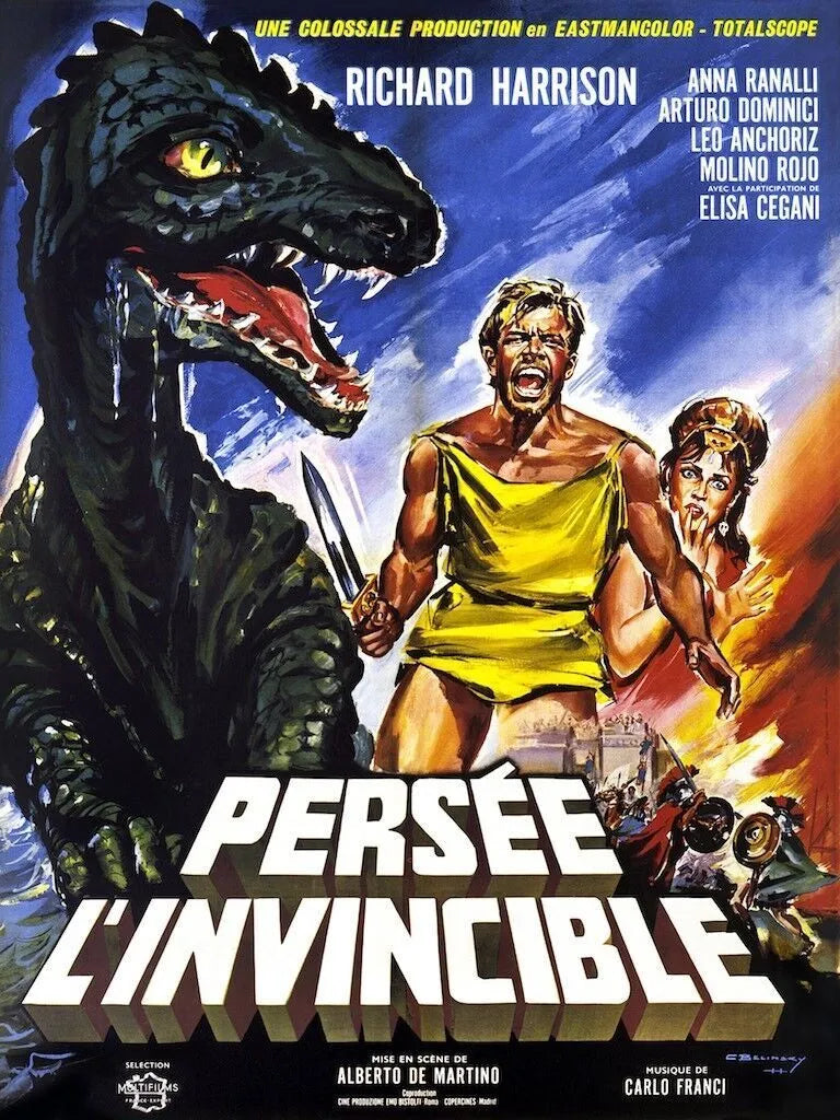 PERSEE L'INVINCIBLE, RICHARD HARRISON, 1963, Repro affiche cinéma VINTAGE, HQ