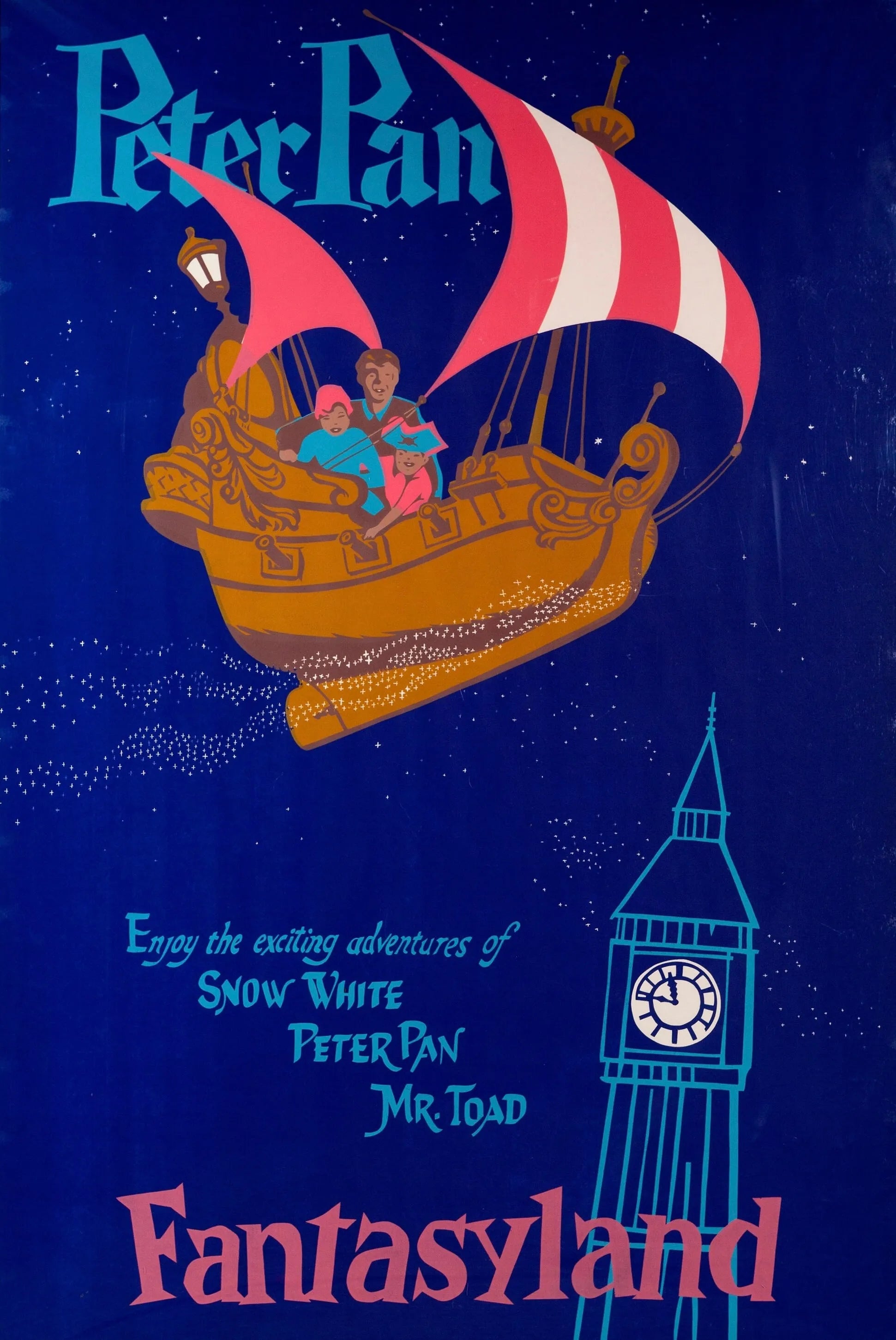 PETER PAN FANTASYLAND – NEVERLAND FLIGHT 1955, AFFICHES VINTAGES MOVIE POTSER HQ
