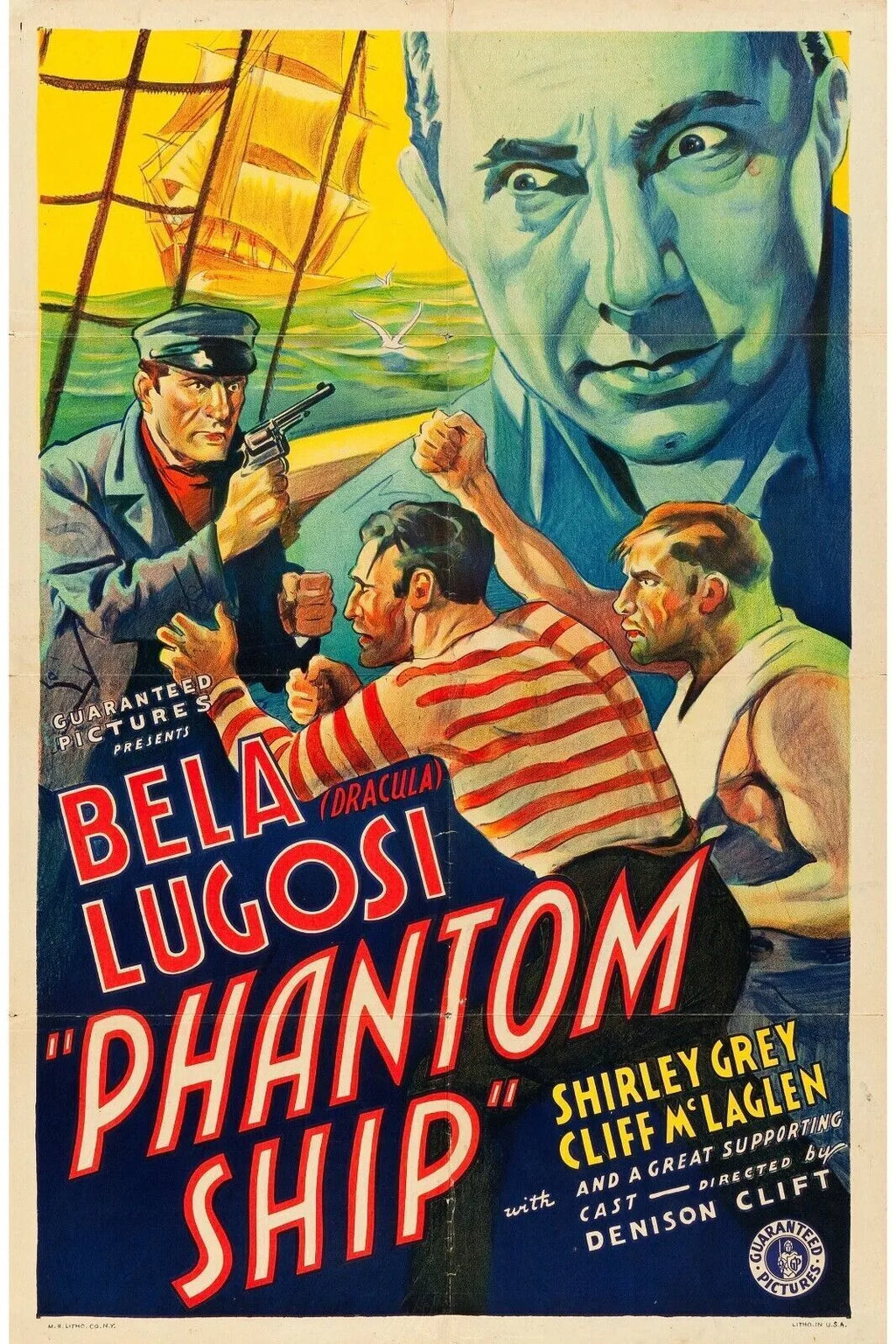 PHANTOM SHIP, BELA LUGOSI, 1935, REPRO AFFICHE CINEMA, VINTAGE, HQ