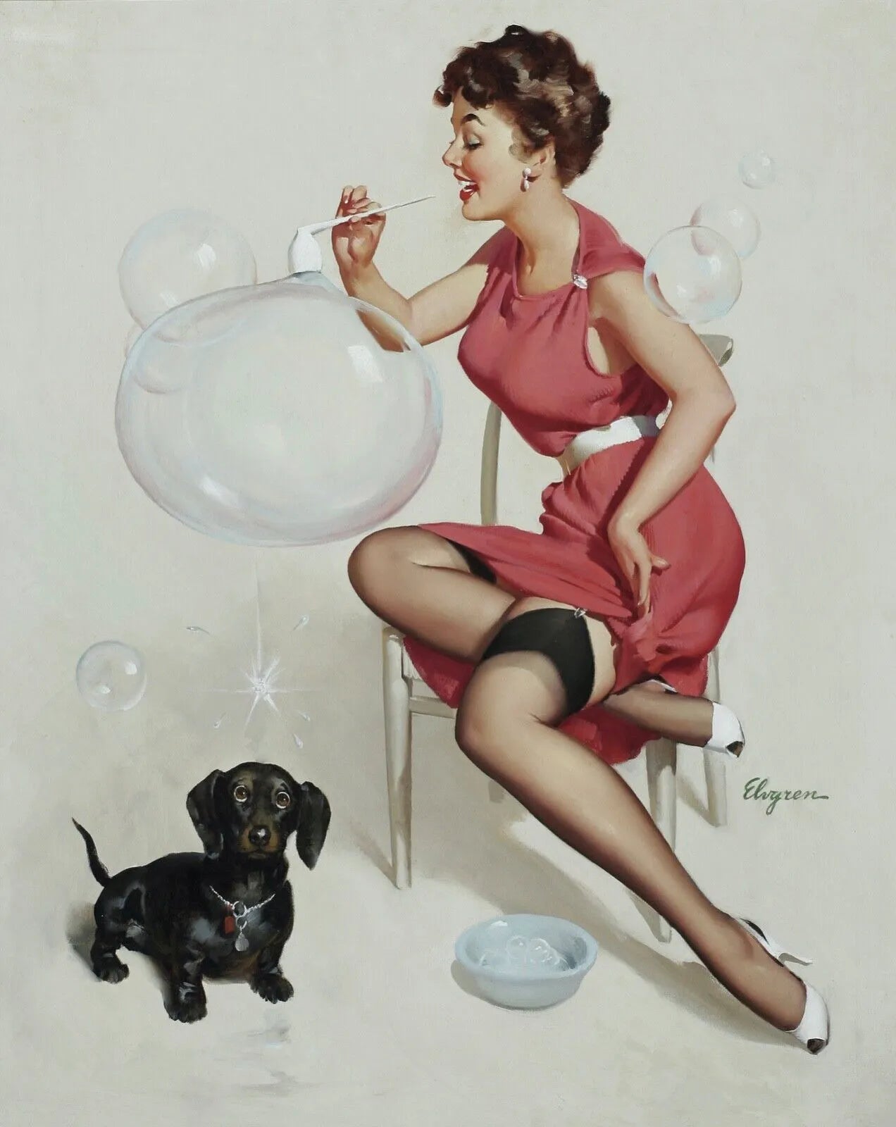 PIN-UP BULLES GIL ELVGRE REPRO AFFICHE VINTAGE, HQ