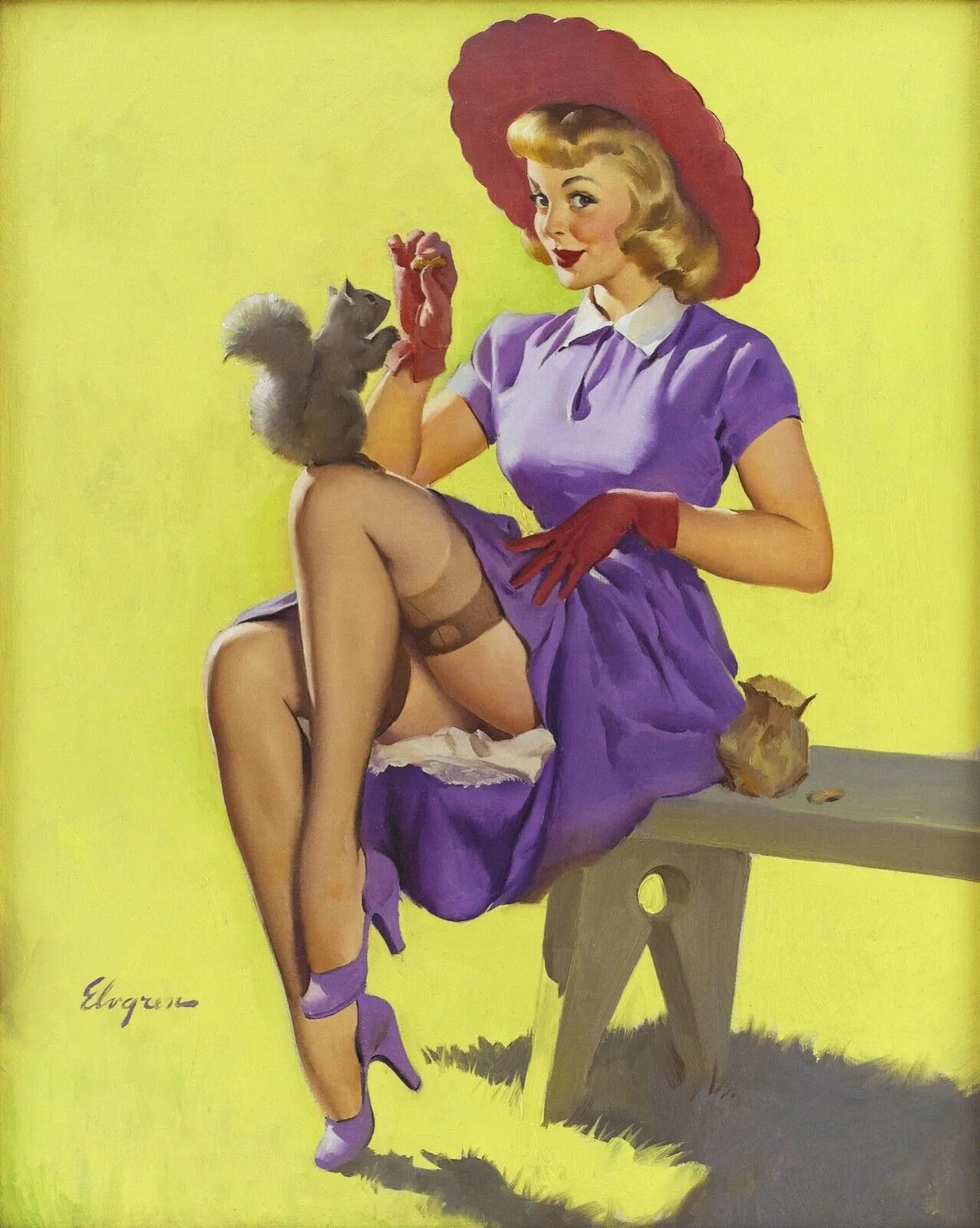 PIN-UP ECUREUIL, GIL ELVGRE, REPRO AFFICHE VINTAGE, HQ