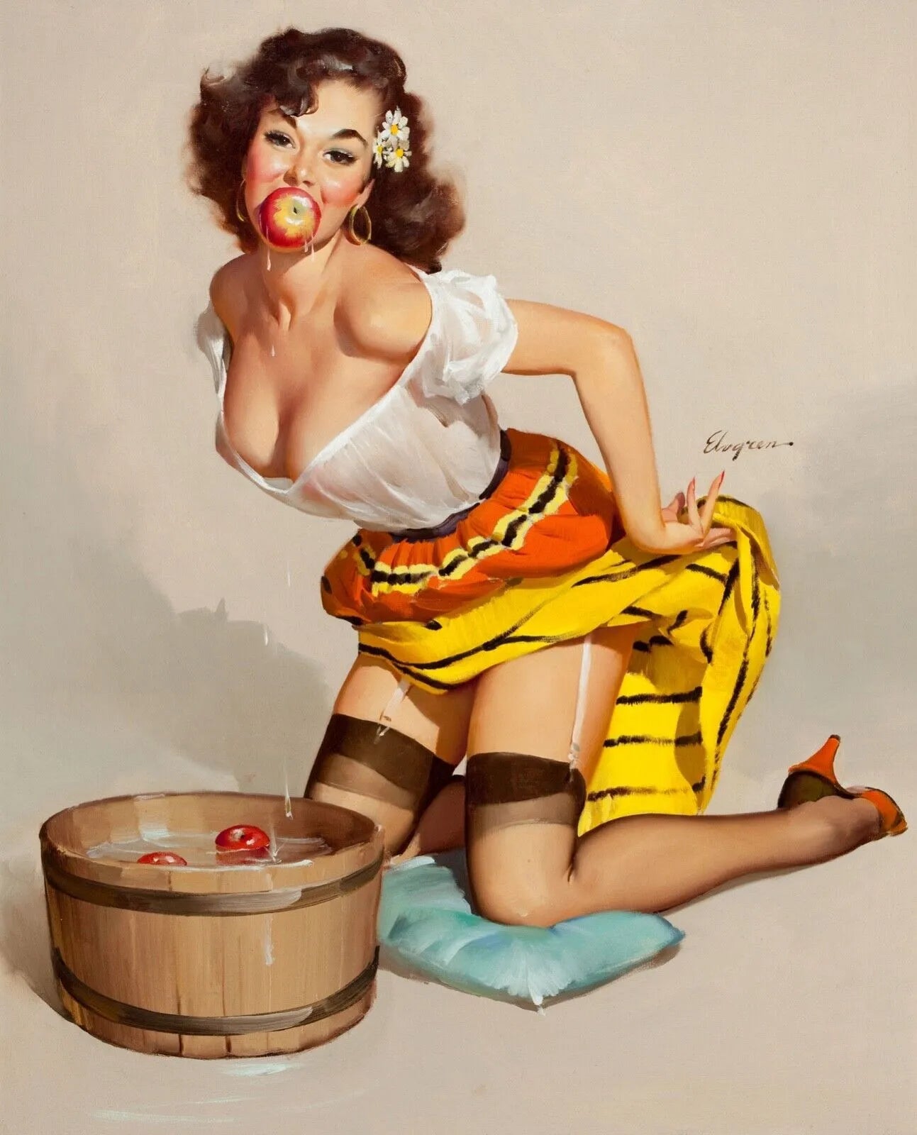 PIN-UP POMMES, GIL ELVGRE, REPRO AFFICHE VINTAGE, HQ