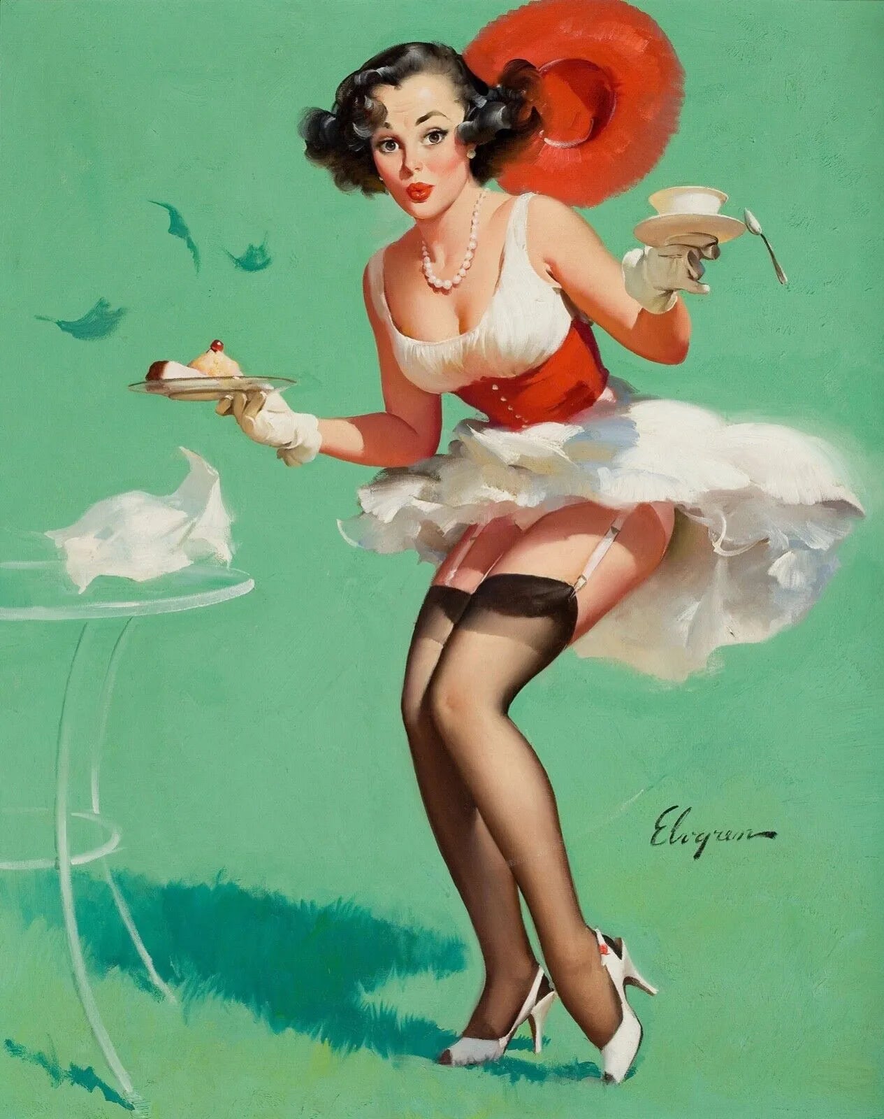 PIN-UP SERVEUSE, GIL ELVGRE, REPRO AFFICHE VINTAGE, HQ