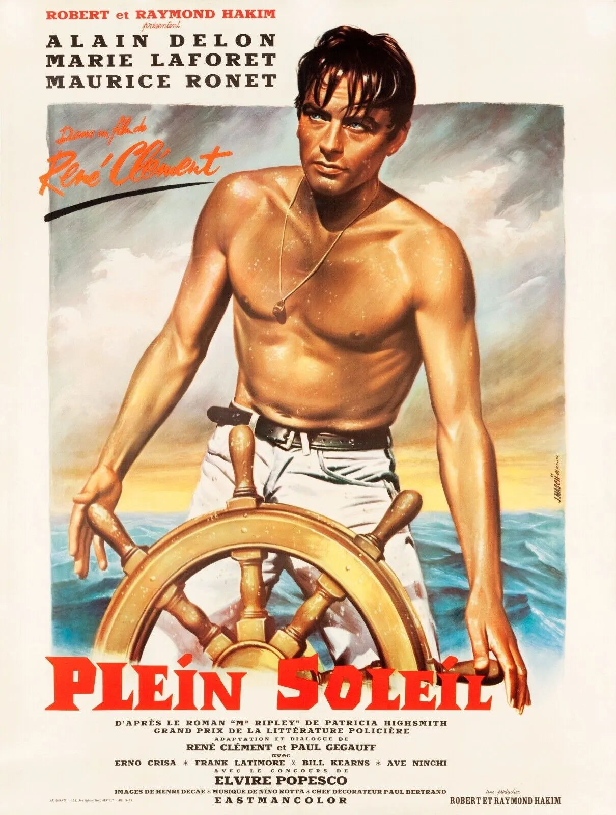 PLEIN SOLEIL, ALAIN DELON, 1960, Repro affiche cinéma VINTAGE, HQ