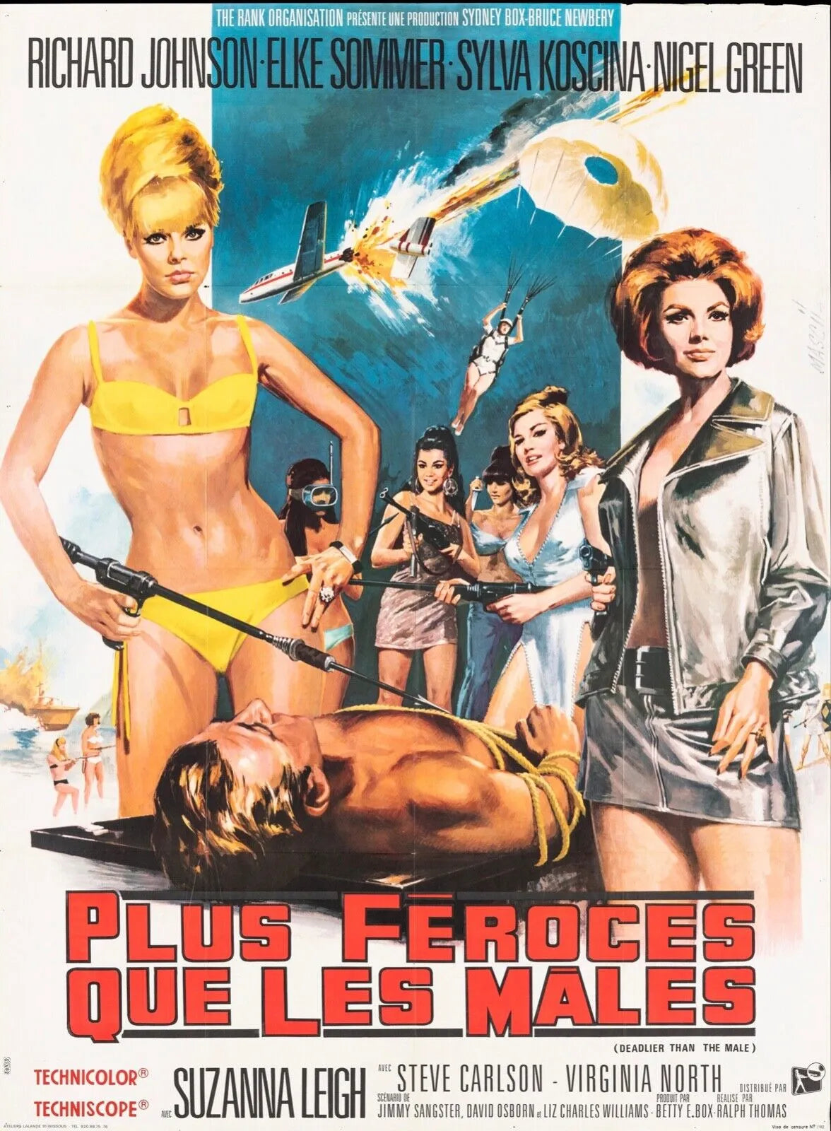 PLUS FÉROCES QUE LES MALES, RICHARD JOHNSON, 1967, REPRO AFFICHE VINTAGE CINEMA, HQ