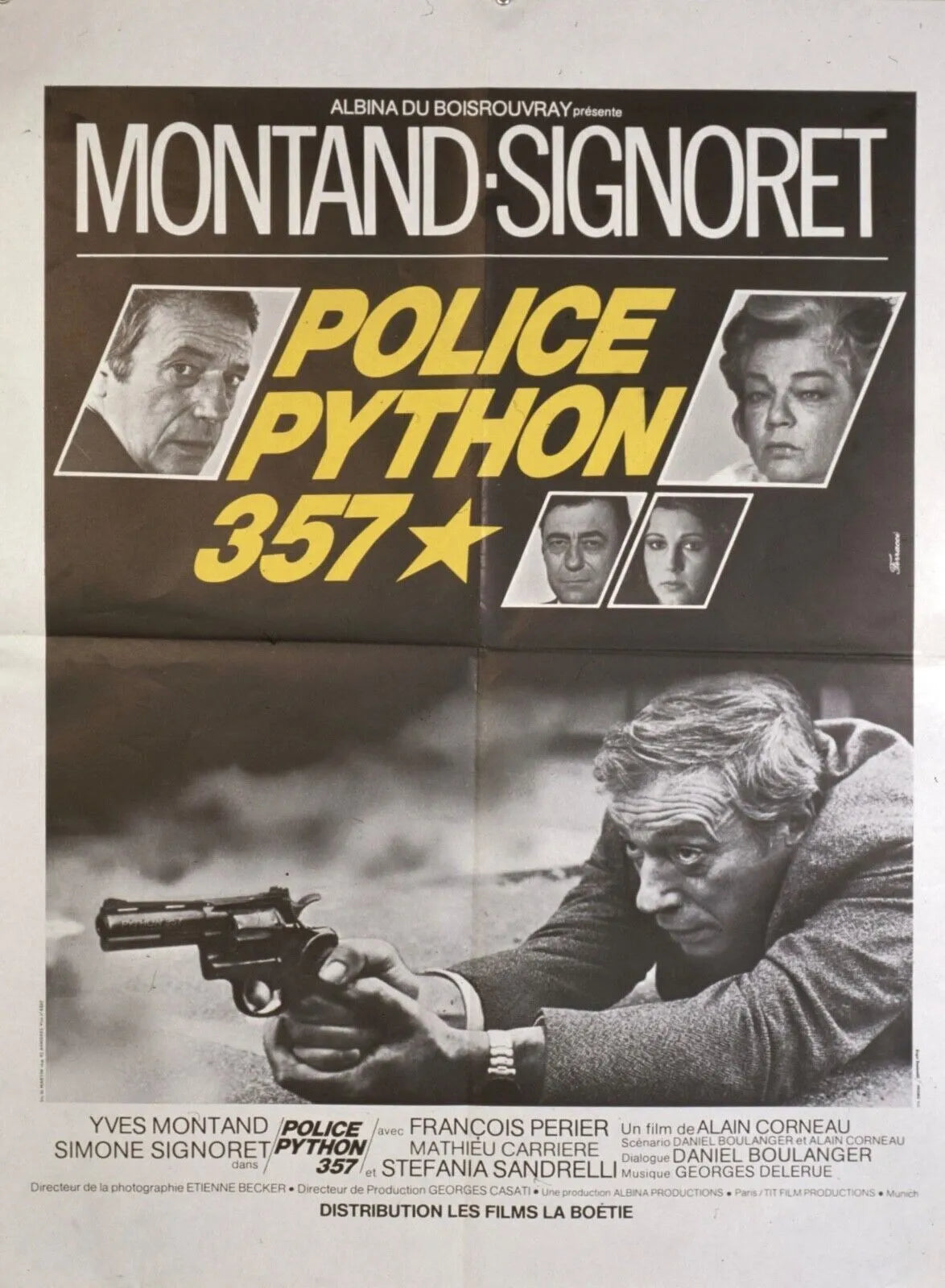 POLICE PYTHON 357, YVES MONTAND, 1976, Repro affiche cinéma VINTAGE, HQ