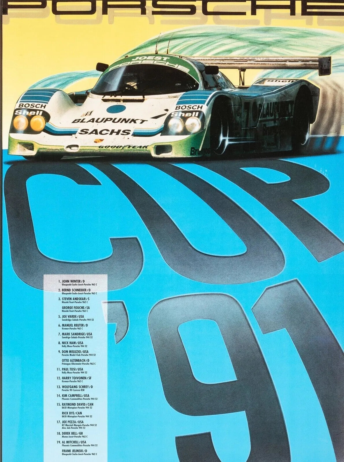 PORSCHE CUP ’91 – 1991, REPRO AFFICHE SPORT VINTAGE HQ
